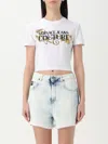 Versace Jeans Couture T-shirt With Crystals Outline Baroque In White