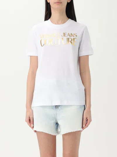 Versace Jeans Couture Woman T-shirt White Size L Cotton, Elastane