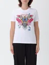 Versace Jeans Couture White Cotton Crew Neck T-shirt With Print In White