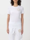 Versace Jeans Couture Glitzer-t-shirt Mit E-emblem In White