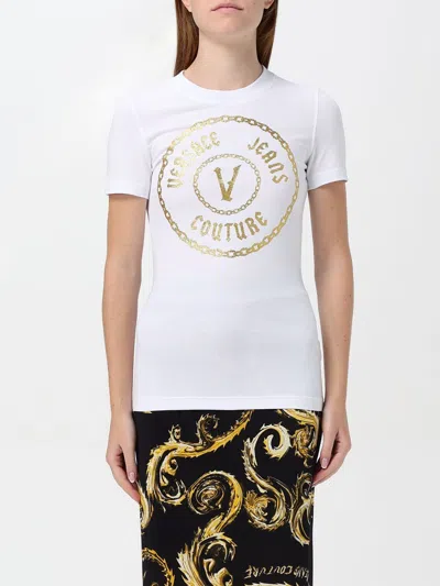 VERSACE JEANS COUTURE T-SHIRT VERSACE JEANS COUTURE WOMAN COLOR WHITE,F76524001