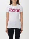 Versace Jeans Couture Glittered-logo Cotton T-shirt In Weiss