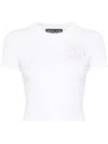 Versace Jeans Couture Glitzer-t-shirt Mit E-emblem In White