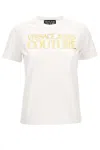 Versace Jeans Couture Metallic Logo Crew Neck T-shirt In White