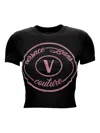 Versace Jeans Couture Fitted Short Sleeve Crew Neck Top In Black
