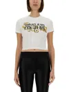 Versace Jeans Couture T-shirt With Crystals Outline Baroque In White