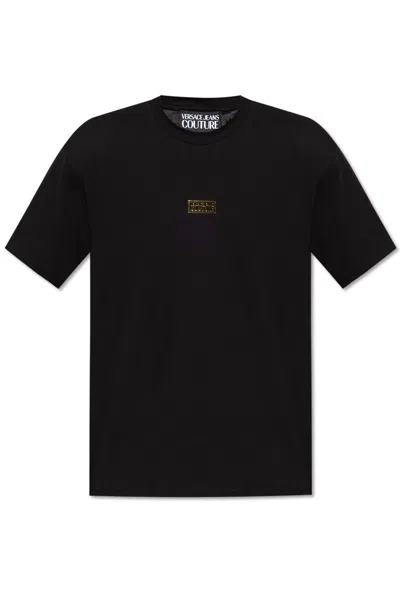 Versace Jeans Couture T-shirt With Logo In Nero E Oro