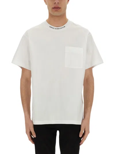 Versace Jeans Couture T-shirt With Logo On The Collar In White