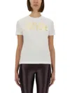 Versace Jeans Couture Metallic Logo Crew Neck T-shirt In White