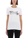 Versace Jeans Couture Floral Graphic Print Short Sleeve Top In White