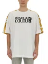 Versace Jeans Couture Oversized T-shirt With Bold Logo And Intricate Patterned Sleeves In White