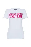 Versace Jeans Couture Glittered-logo Cotton T-shirt In White