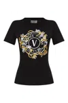 Versace Jeans Couture Graphic Print Crew Neck Fitted T-shirt In Black
