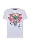 Versace Jeans Couture White Cotton Crew Neck T-shirt With Print In White