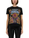 Versace Jeans Couture Fitted T-shirt With Graphic Print And Classic Silhouette In Black