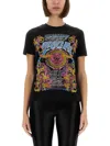 Versace Jeans Couture Fitted T-shirt With Graphic Print And Classic Silhouette In Black