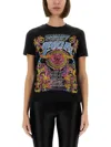 Versace Jeans Couture Fitted T-shirt With Graphic Print And Classic Silhouette In Black