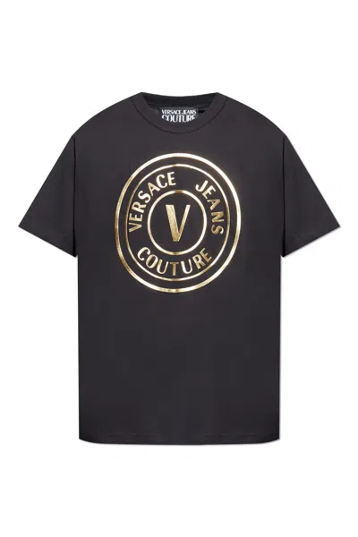 Versace Jeans Couture T-shirt With Printed Logo In Black