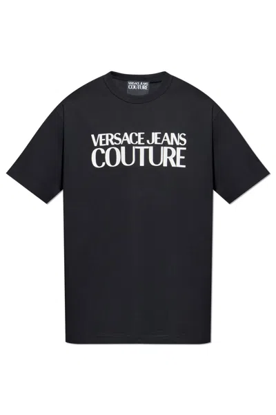 Versace Jeans Couture T-shirt With Printed Logo In Black