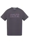 Versace Jeans Couture T-shirt With Printed Logo In Purple
