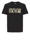Versace Jeans Couture Cotton T-shirt With Metallic Gold Logo In Black