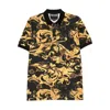 Versace Jeans Couture Baroque-inspired Black And Gold Polo Shirt
