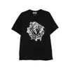 Versace Jeans Couture Short-sleeve Cotton T-shirt With Ornamental Logo Detail In Black