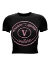 Versace Jeans Couture Fitted Short Sleeve Crew Neck Top In Black