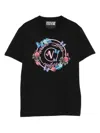Versace Jeans Couture Black Cotton Jersey Screen-printed T-shirt In Black