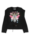 Versace Jeans Couture Crown-embellished Long-sleeve Top In Black