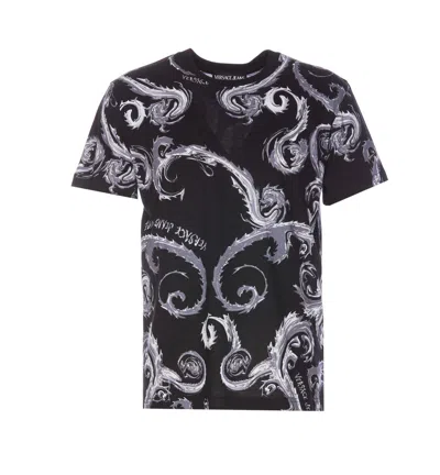 Versace Jeans Couture Barocco-print Cotton T-shirt In Black