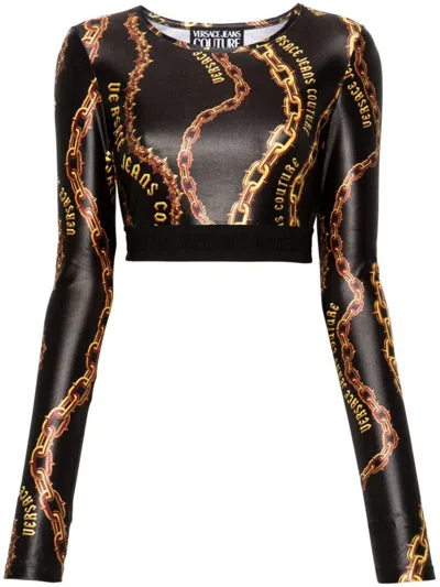 Versace Jeans Couture Chain Couture Crop Top In Black