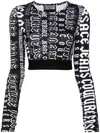 Versace Jeans Couture Long-sleeve Stretch Logo Top In Black