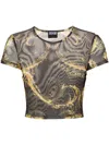 Versace Jeans Couture Chromo Couture-print Mesh T-shirt In Black