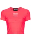 Versace Jeans Couture Logo-print Cropped T-shirt In Fuchsia