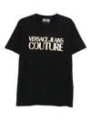 Versace Jeans Couture Cotton T-shirt With Metallic Gold Logo In Multi
