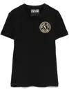 Versace Jeans Couture Cotton T-shirt With Logo Print. In Nero E Oro