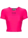 Versace Jeans Couture Logo-print Cropped T-shirt In Purple