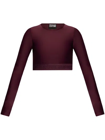 Versace Jeans Couture Logo-hem Cropped Top In Purple