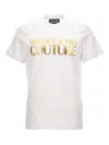 Versace Jeans Couture White Cotton T-shirt With Gold Lettering In White