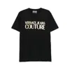 Versace Jeans Couture Cotton T-shirt With Metallic Gold Logo In Black