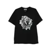 Versace Jeans Couture Short-sleeve Cotton T-shirt With Ornamental Logo Detail In Black