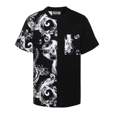 Versace Jeans Couture Barocco-print Cotton T-shirt In Black
