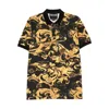 Versace Jeans Couture Baroque-inspired Black And Gold Polo Shirt In Animal Print