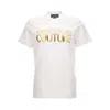 Versace Jeans Couture White Cotton T-shirt With Gold Lettering In Multi