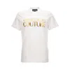 Versace Jeans Couture White Cotton T-shirt With Gold Lettering In White