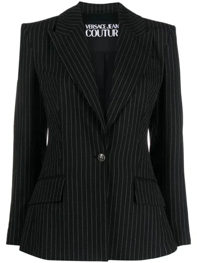 Versace Jeans Couture Tailored Pinstriped Blazer In Black