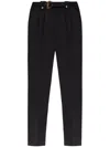 Versace Jeans Couture Tailored Trousers With Elegant Pleats And Statement Belt Buckle In Black