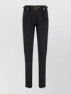 Versace Jeans Couture Tailored Viscose Trousers Featuring Belt In Black