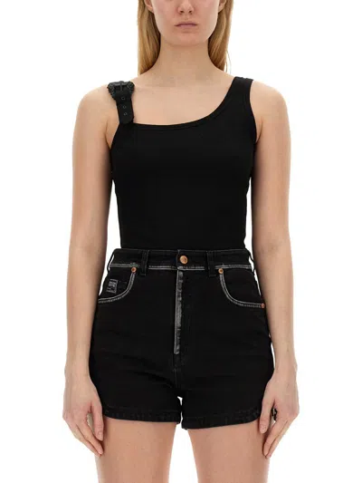 Versace Jeans Couture Tank Top With Buckle In Black